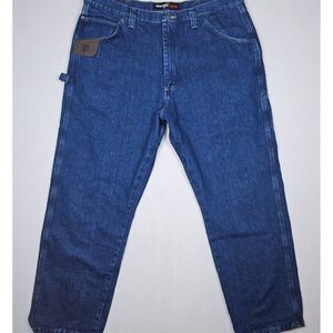 Wrangler Riggs Workwear Men's Dark Wash 42x32 Straight Jeans Zip‎ Solid